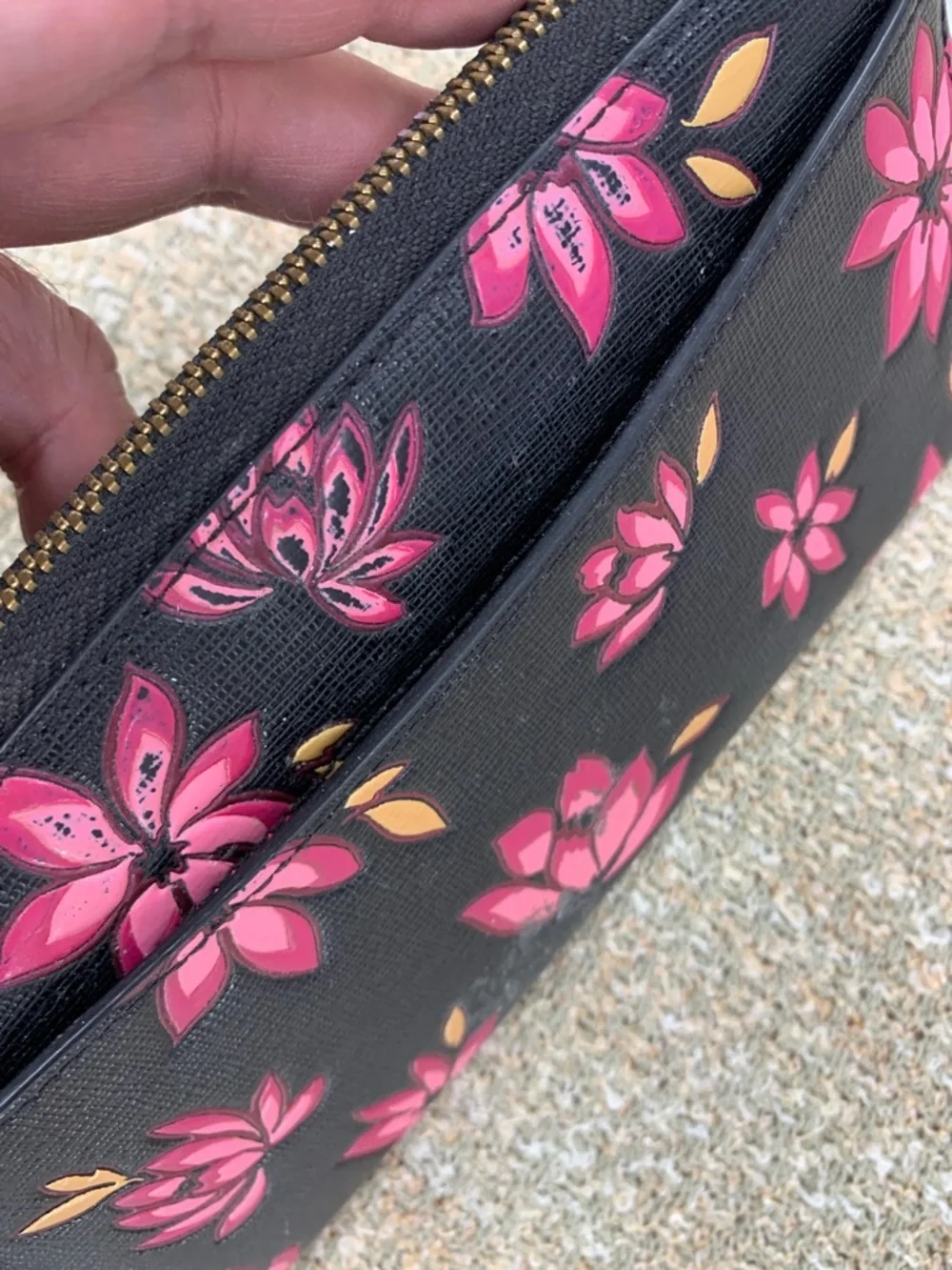 kate spade Black Wallet with Pink Floral Print